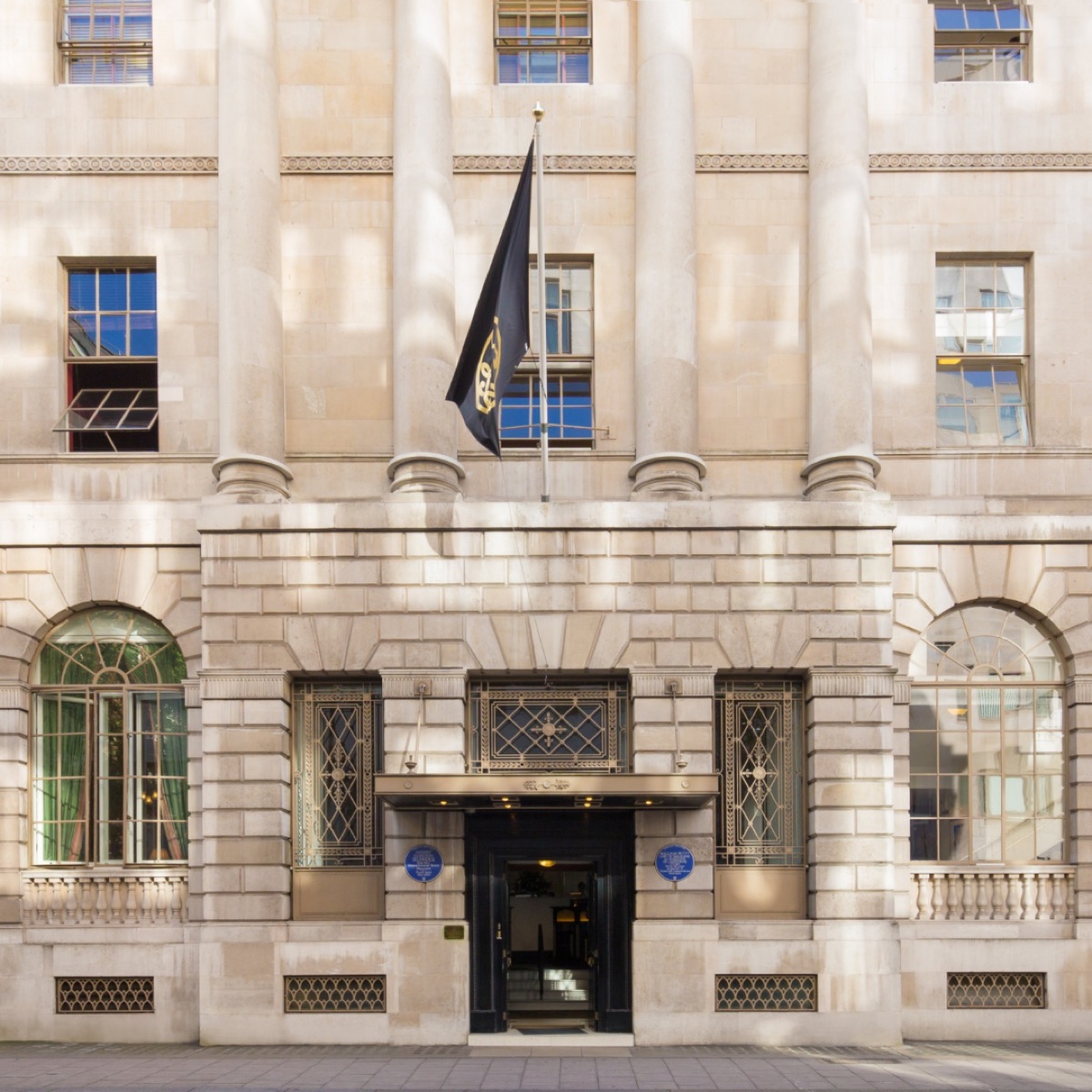 The Portland-stone facade of the Lansdowne Club, Mayfair.